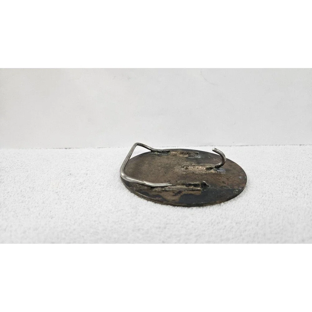 Homemade Skoal Belt Buckle Round Brass Tone Metal Tobacco Advertising Logo